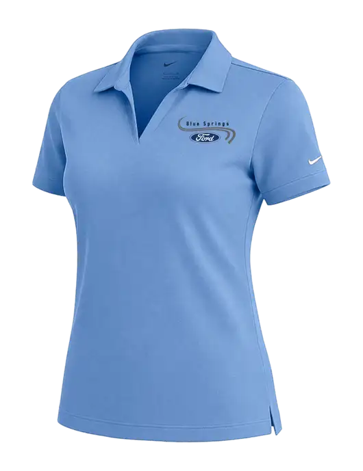 NIKE Carolina Blue Womens Dri-Fit Micro Pique Polo w/Blue Springs Ford Logo