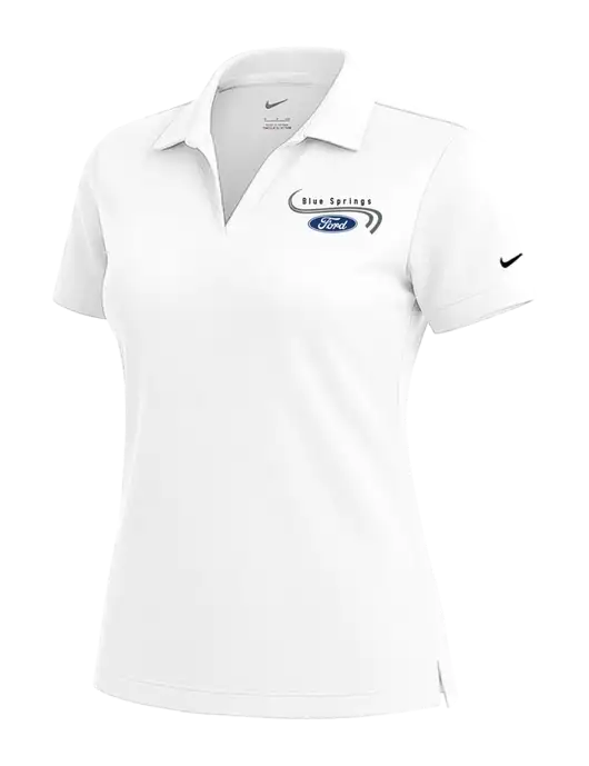 NIKE White Womens Dri-Fit Micro Pique Polo w/Blue Springs Ford Logo