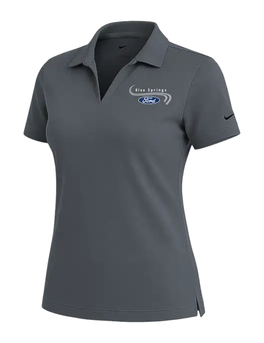 NIKE Dark Grey Womens Dri-Fit Micro Pique Polo w/Blue Springs Ford Logo