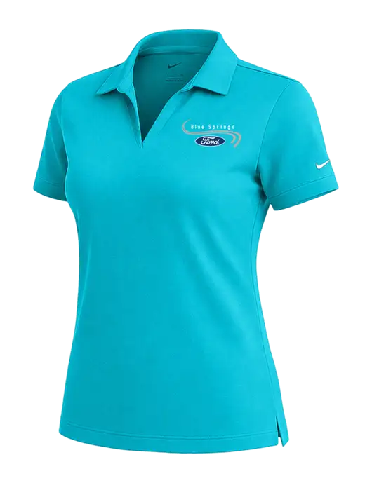 NIKE Sapphire Blue Womens Dri-Fit Micro Pique Polo w/Blue Springs Ford Logo