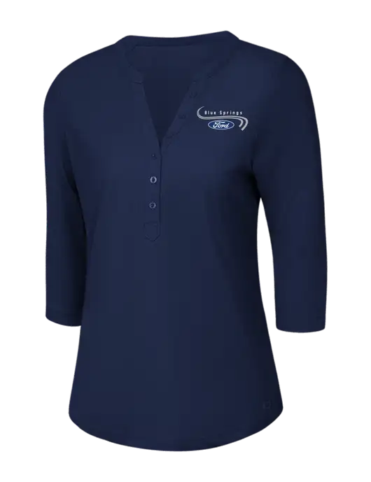 OGIO Navy Jewel Henley w/Blue Springs Ford Logo
