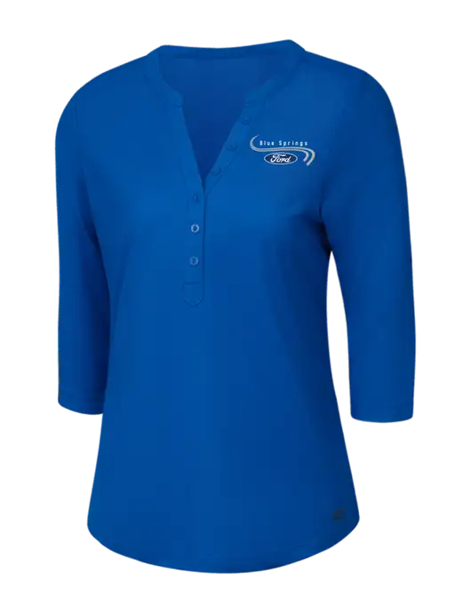OGIO Royal Blue Jewel Henley w/Blue Springs Ford Logo