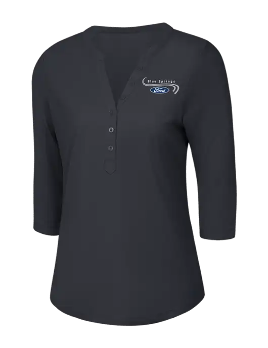 OGIO Charcoal Grey Jewel Henley w/Blue Springs Ford Logo