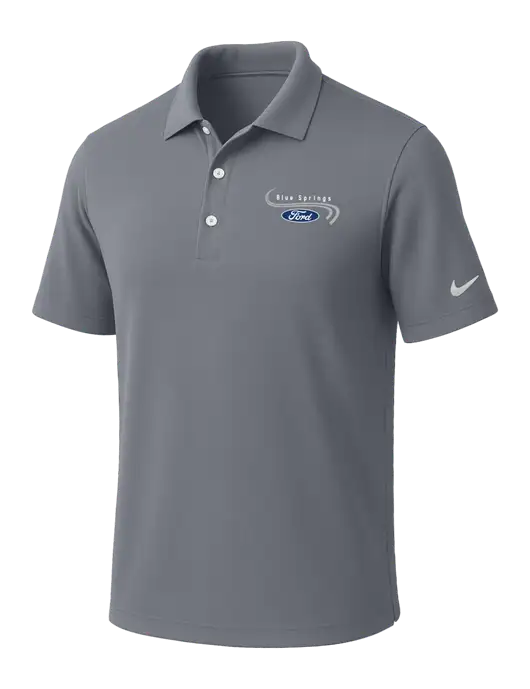 NIKE Medium Grey Dri-Fit Micro Pique Polo w/Blue Springs Ford Logo