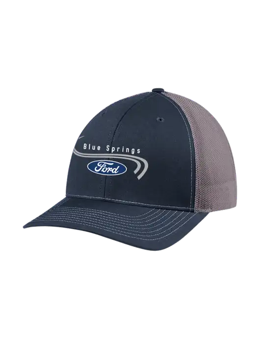 Richardson Adjustable Snapback Original 112 Trucker Cap Navy w/Charcoal Mesh w/Blue Springs Ford Logo