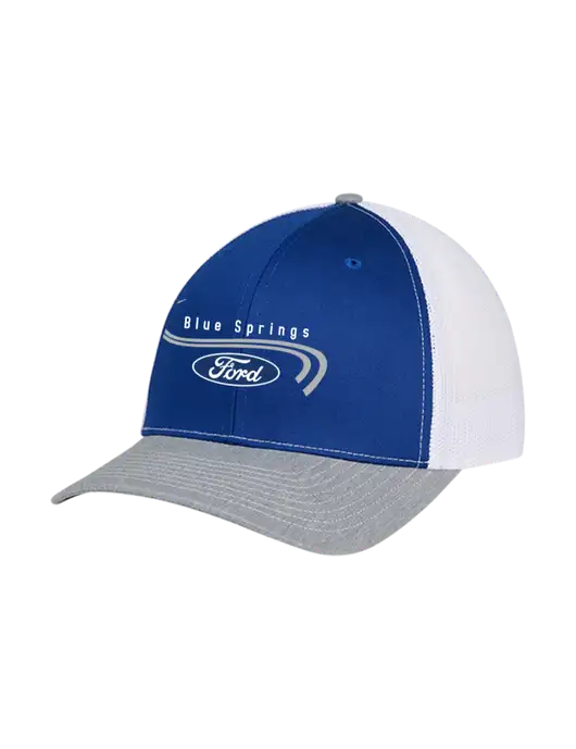 Richardson Adjustable Snapback Original 112 Trucker Cap Royal/HeatherGrey/White Mesh w/Blue Springs Ford Logo