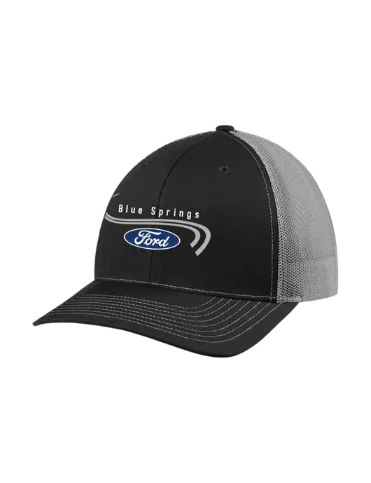 Richardson Adjustable Snapback Original 112 Trucker Cap Black w/Charcoal Mesh w/Blue Springs Ford Logo