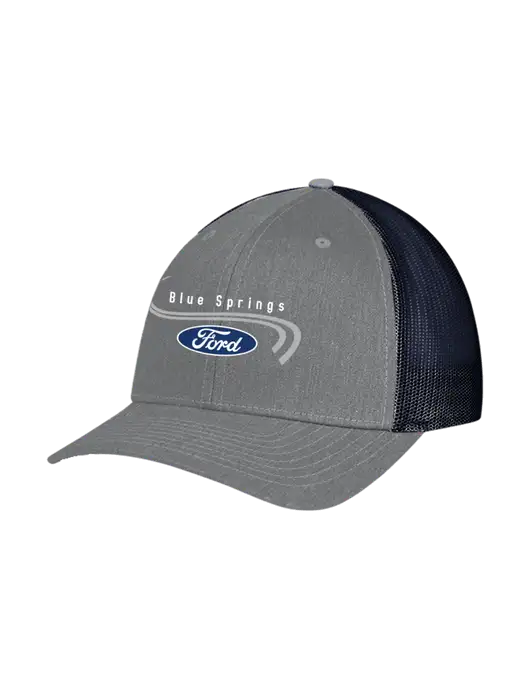 Richardson Adjustable Snapback Original 112 Trucker Cap Heather Grey w/Navy Mesh w/Blue Springs Ford Logo