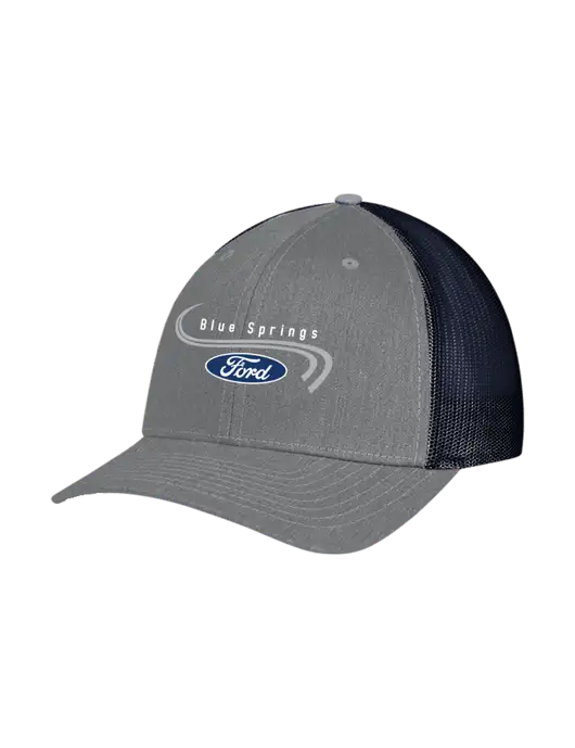 Richardson Adjustable Snapback Original 112 Trucker Cap Heather Grey w/Navy Mesh w/Blue Springs Ford Logo