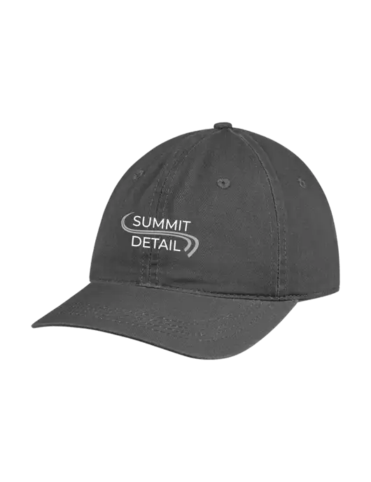 Garment Washed Unstructured Twill Charcoal Cap w/Summit Detail Logo