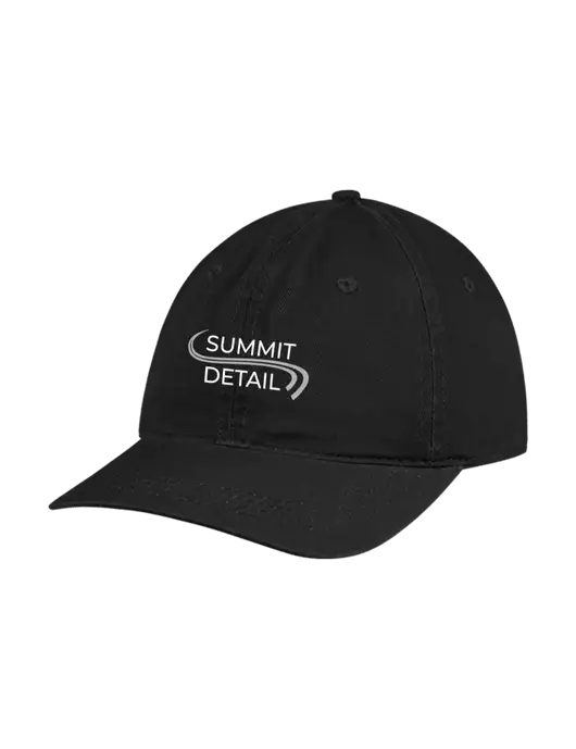 Garment Washed Unstructured Twill Black Cap w/Summit Detail Logo