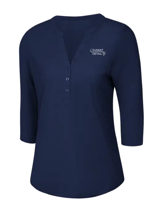 OGIO Navy Jewel Henley w/Summit Detail Logo