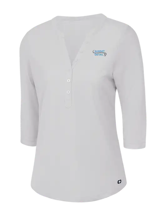 OGIO Bright White Jewel Henley w/Summit Detail Logo