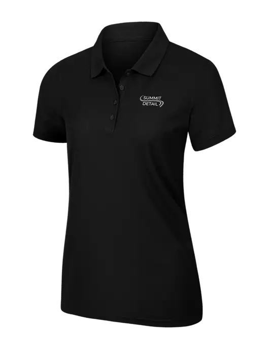 Womens Black Core Classic Pique Polo w/Summit Detail Logo
