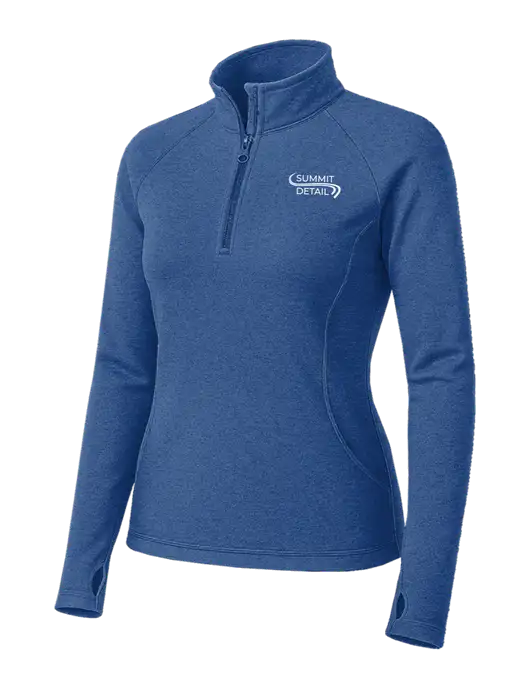 Royal Heather Womens Sport Wick Stretch 1/4 Zip Pullover w/Summit Detail Logo