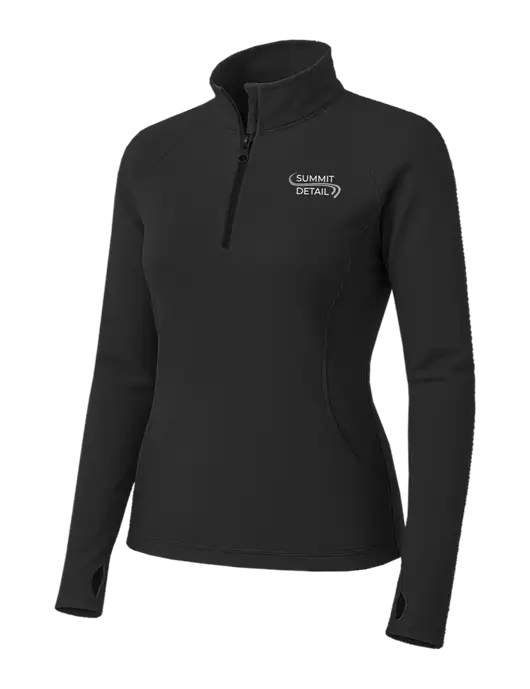 Charcoal Grey Womens Sport Wick Stretch 1/4 Zip Pullover w/Summit Detail Logo