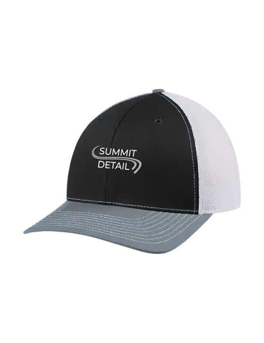 Richardson Adjustable Snapback Original 112 Trucker Cap Black/Light Heather Grey/White Mesh w/Summit Detail Logo