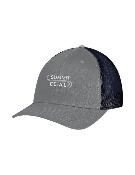 Richardson Adjustable Snapback Original 112 Trucker Cap Heather Grey w/Navy Mesh w/Summit Detail Logo