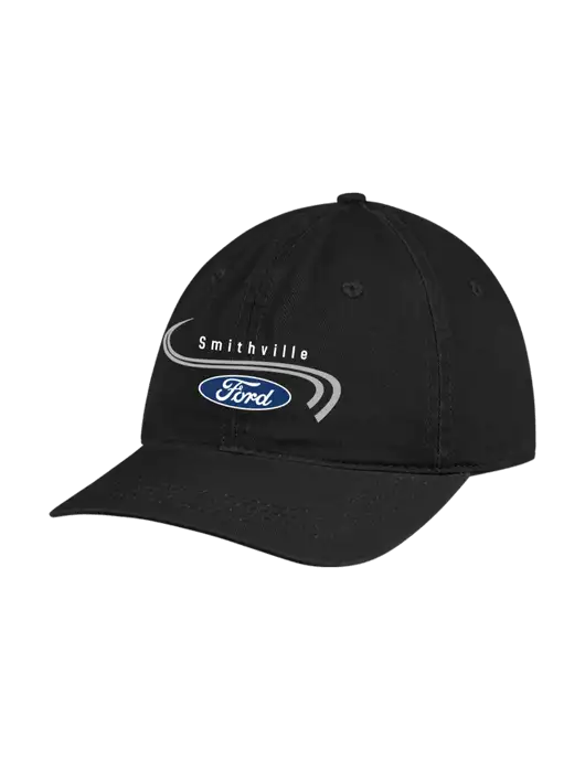 Garment Washed Unstructured Twill Black Cap w/Smithville Ford Logo