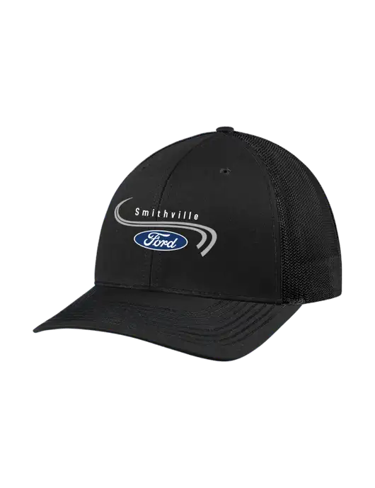 Richardson Adjustable Snapback Original 112 Trucker Cap Black w/Black Mesh w/Smithville Ford Logo