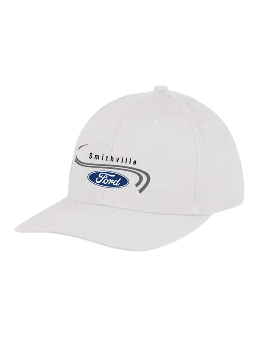 Premium Modern Structured Twill White Snapback Cap w/Smithville Ford Logo