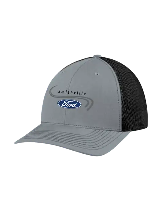 Richardson Adjustable Snapback Original 112 Trucker Cap Heather Grey w/Black Mesh w/Smithville Ford Logo