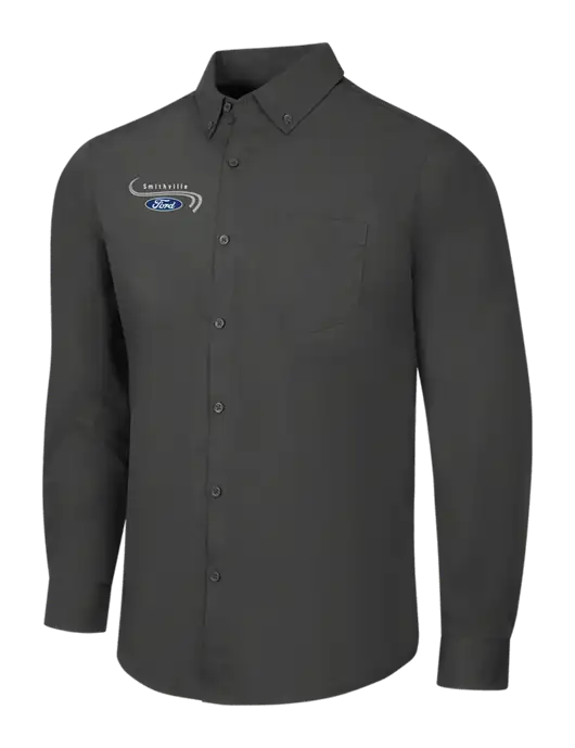 Dark Grey Long Sleeve Carefree Poplin Shirt w/Smithville Ford Logo