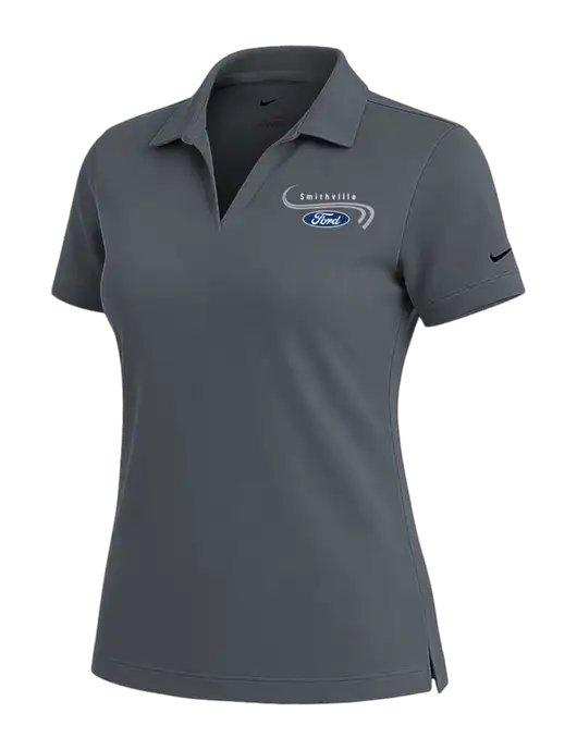 NIKE Dark Grey Womens Dri-Fit Micro Pique Polo w/Smithville Ford Logo