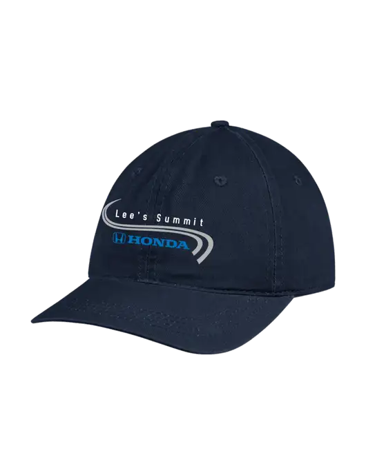 Garment Washed Unstructured Twill Navy Cap w/Lee's Summit Honda Logo
