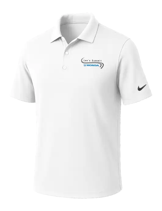 NIKE White Dri-Fit Micro Pique Polo w/Lee's Summit Honda Logo