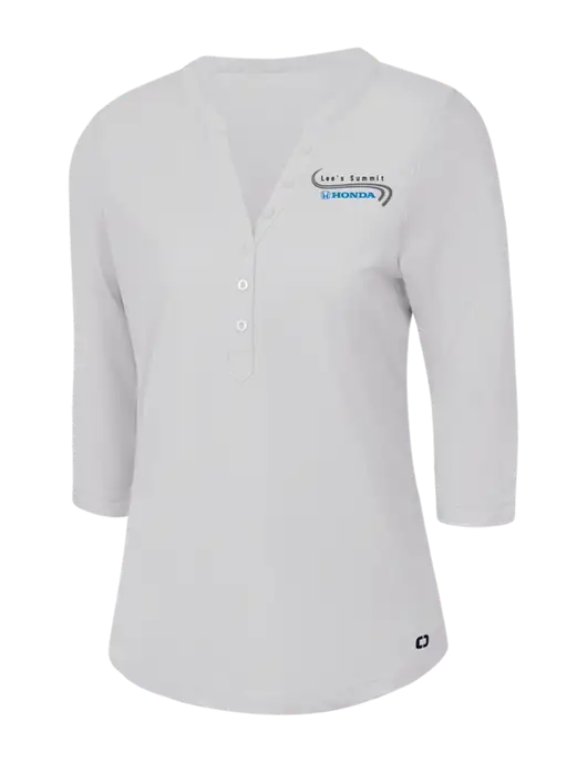 OGIO Bright White Jewel Henley w/Lee's Summit Honda Logo