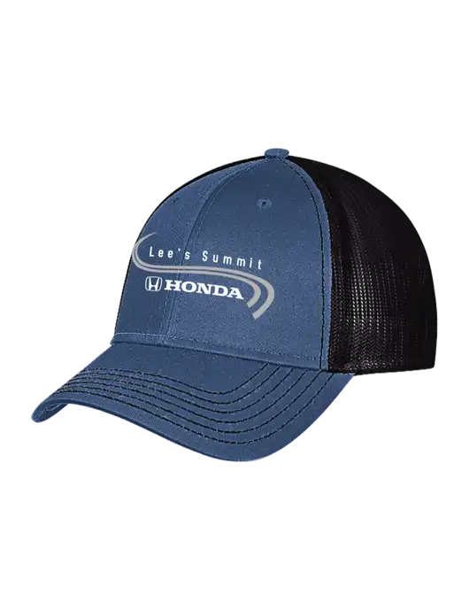 Dark Royal/Black Mesh Trucker Cap Snap Back w/Lee's Summit Honda Logo