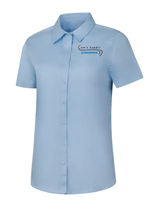 Womens Light Blue Short Sleeve Superpro React Twill Shirt w/Lee's Summit Honda Logo