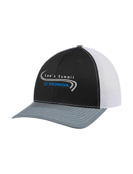 Richardson Adjustable Snapback Original 112 Trucker Cap Black/Light Heather Grey/White Mesh w/Lee's Summit Honda Logo