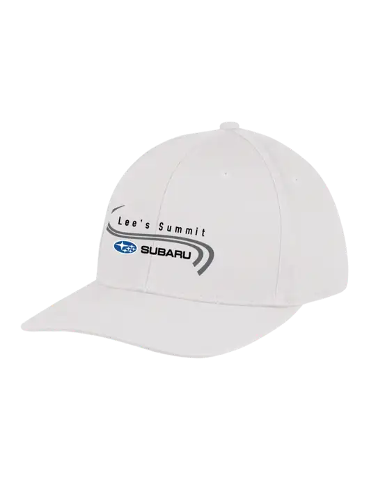 Premium Modern Structured Twill White Snapback Cap w/Lee's Summit Subaru Logo