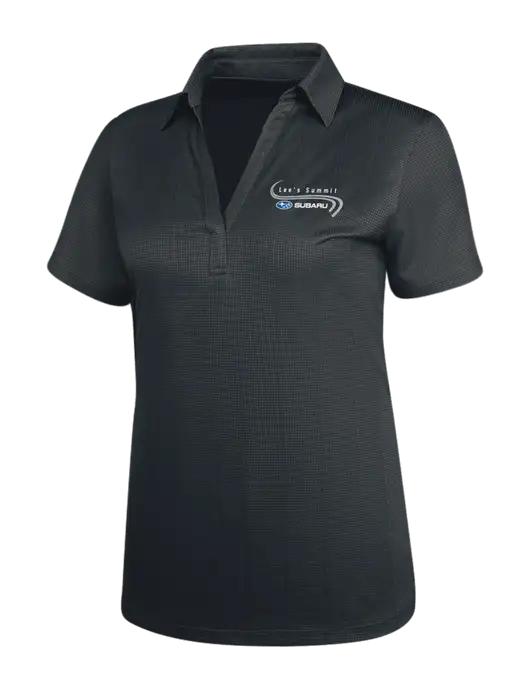Dark Grey Womens Performance Fine Jacquard Polo w/Lee's Summit Subaru Logo