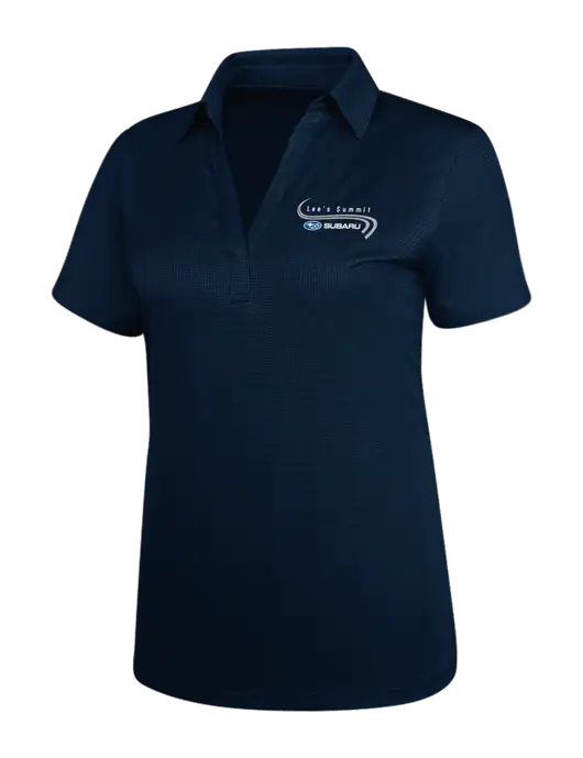 Navy Womens Performance Fine Jacquard Polo w/Lee's Summit Subaru Logo