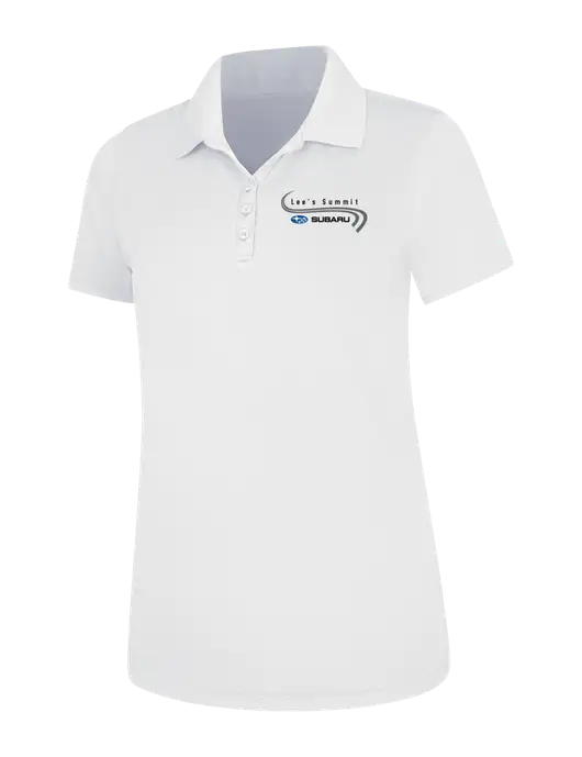 White Womens Dry Zone UV Mesh Polo w/Lee's Summit Subaru Logo