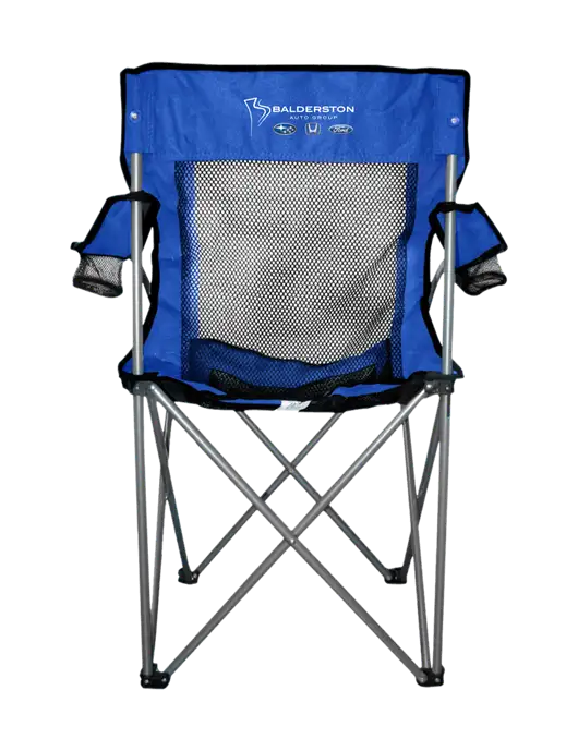 Titan Dark Royal Blue/Black Mesh Folding Chair w/Balderston Auto Group Logo