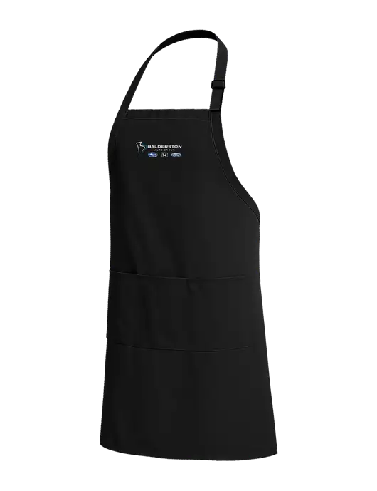 Easy Care Extra Long Bib Black Apron with Stain Release w/Balderston Auto Group Logo