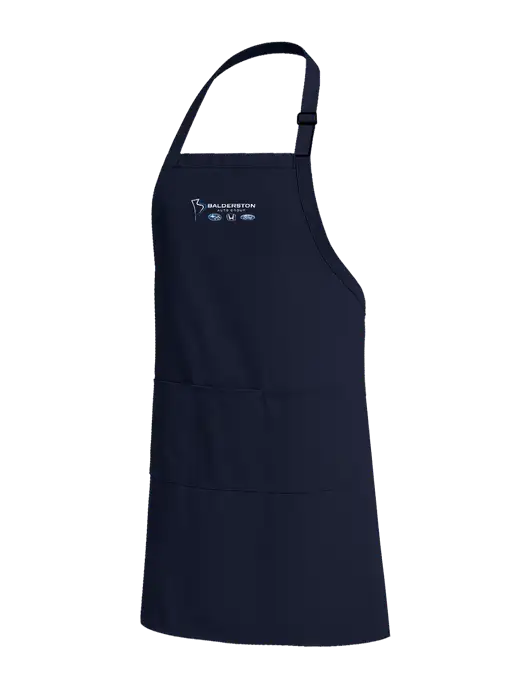 Easy Care Extra Long Bib Navy Apron with Stain Release w/Balderston Auto Group Logo