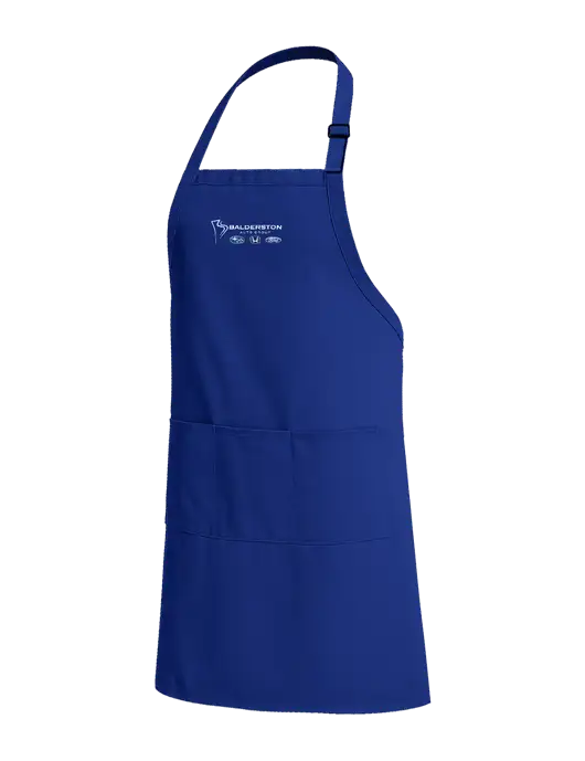 Easy Care Extra Long Bib Dark Royal Apron with Stain Release w/Balderston Auto Group Logo